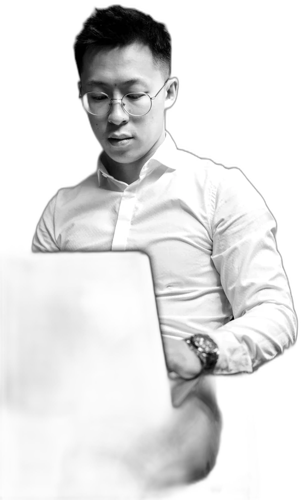A DVG Systems technician answering questions at a laptop